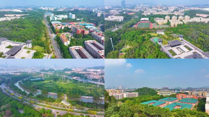 广州大学城航拍校园广州番禺区广东城市风景