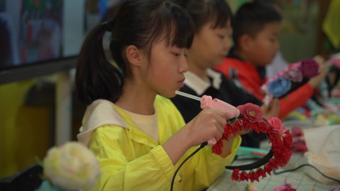 小学生美术手工课簪花课程课堂实录-未调色