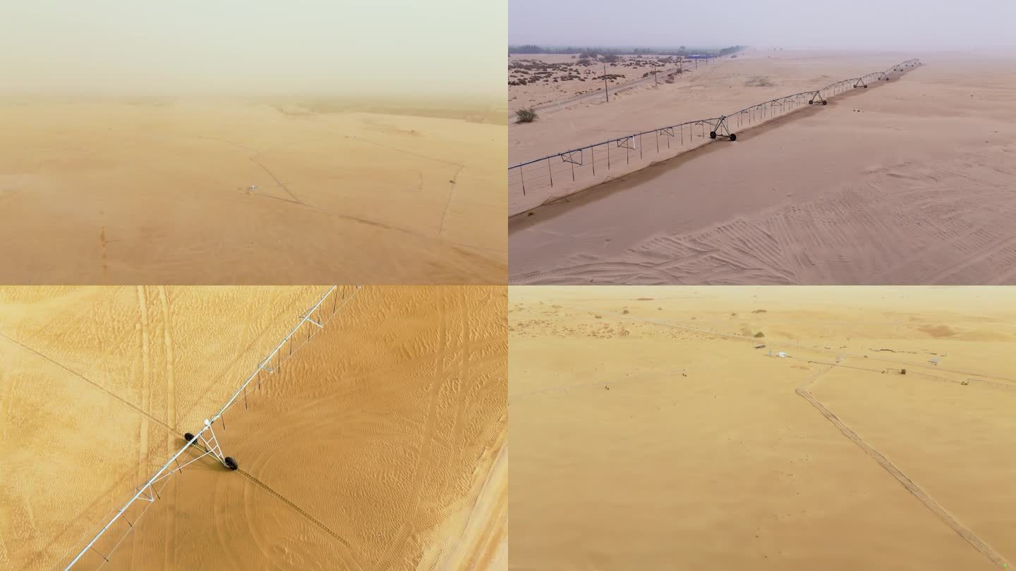 4K原创 万亩沙漠防风治沙处理航拍合集