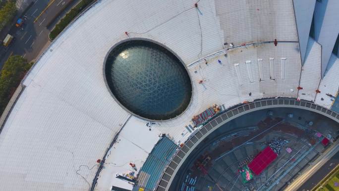 上海科技馆浦东新区航拍城市地标建筑物