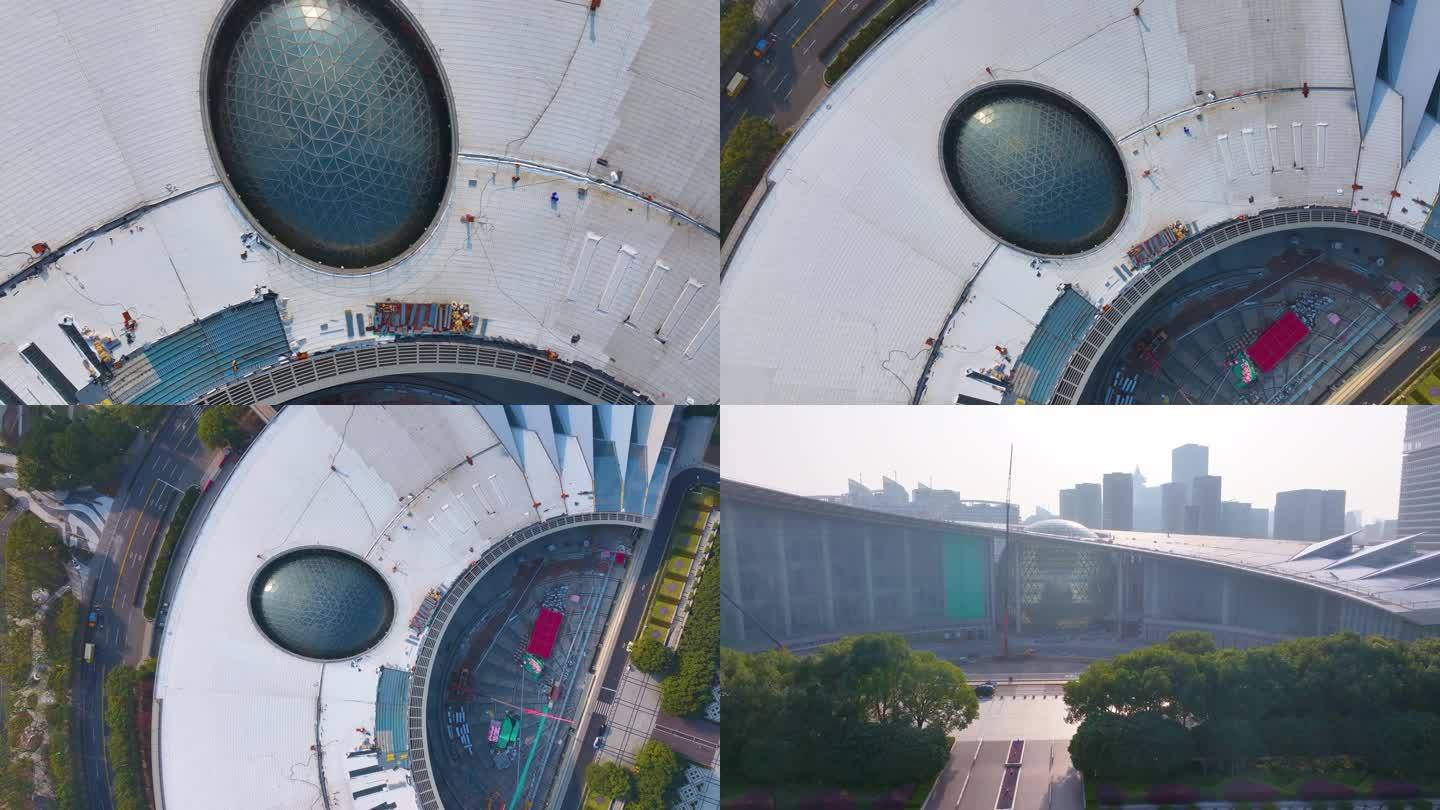 上海科技馆浦东新区航拍城市地标建筑物