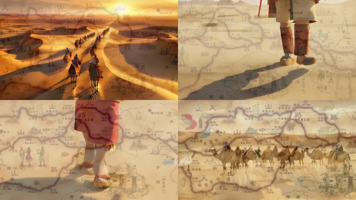 丝绸之路一带一路，古代沙漠驼队商队