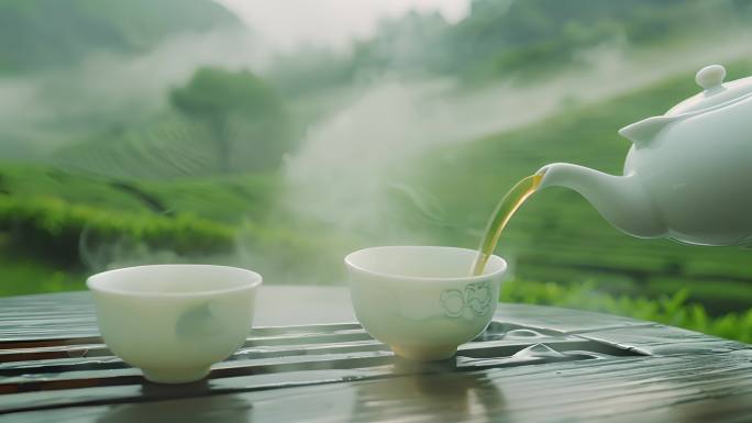 泡茶冲茶茶叶茶山茶园