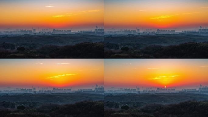 日出延时-南京城市天际线-老山