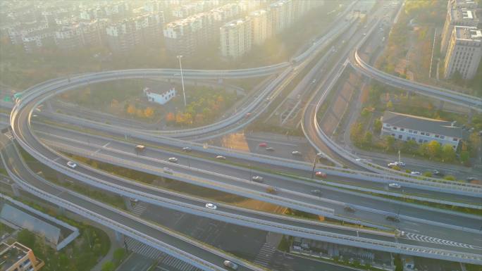 杭州西湖区紫金港立交桥高架桥风景视频素材