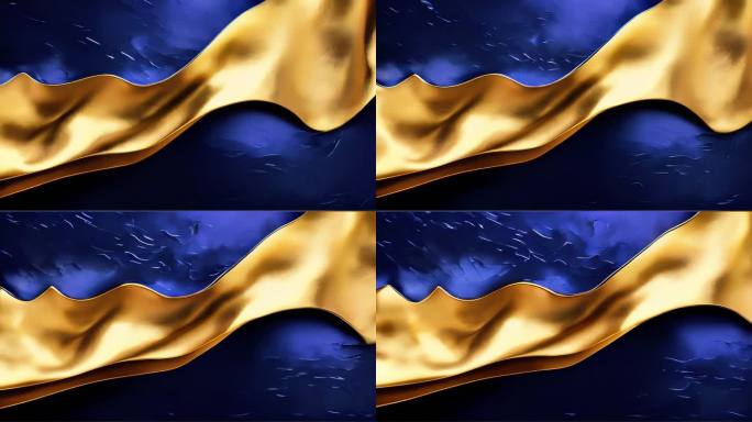 抽象三维变化3D艺术动态流动金蓝动画