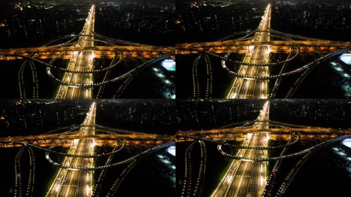 城市立交桥车辆车流夜景视频素材9