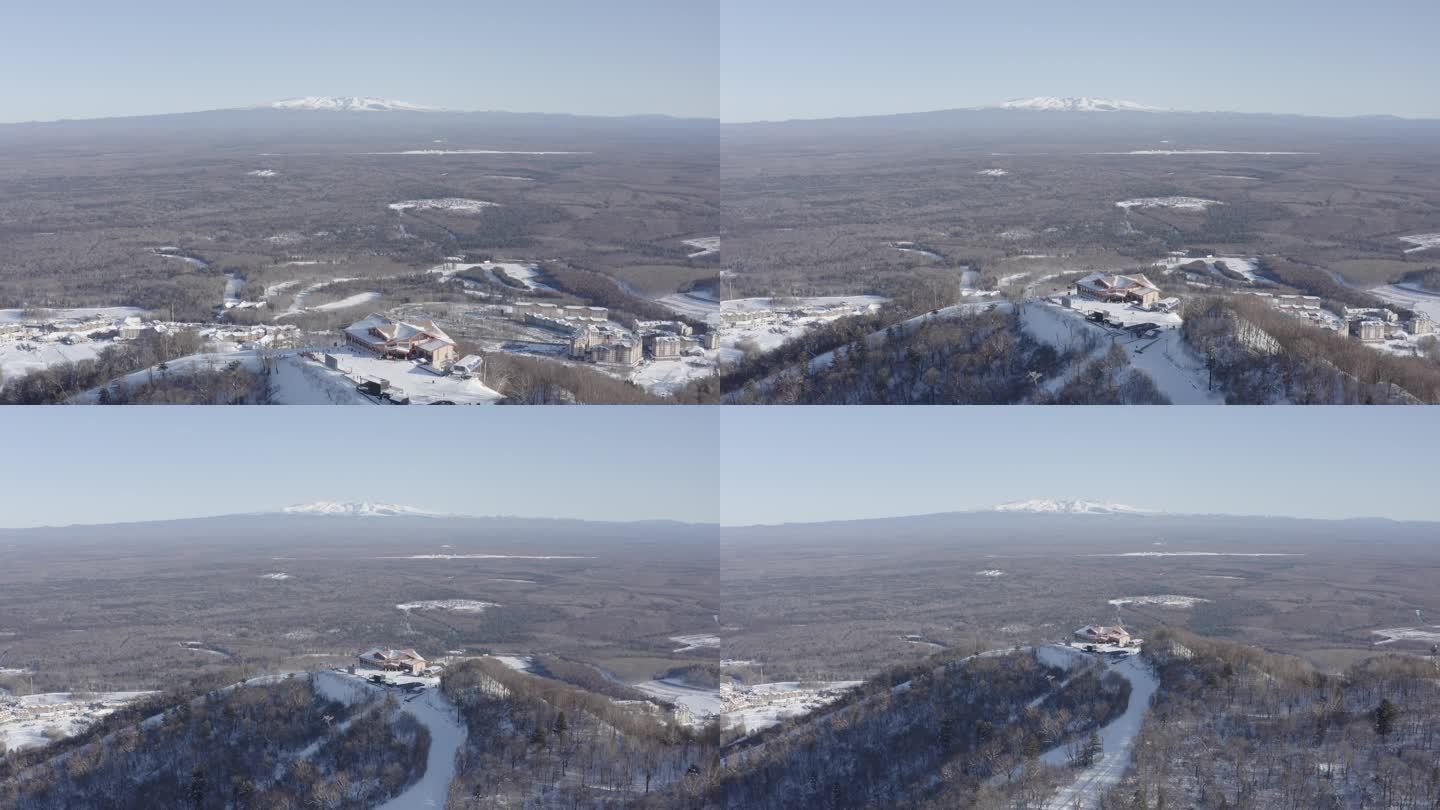 4K航拍吉林省长白山滑雪场冬季雪景风光