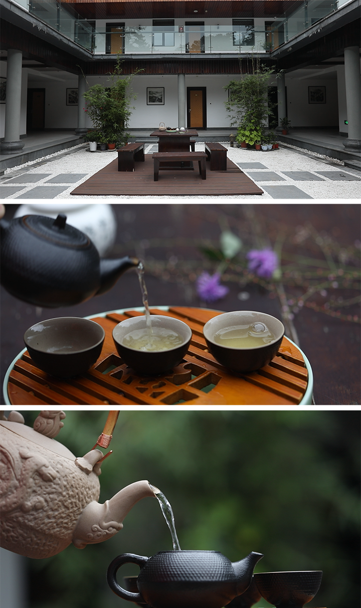 中式品茶庭院喝茶