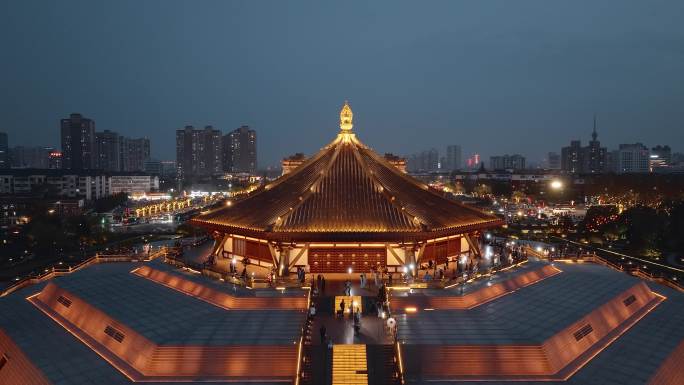 航拍洛阳隋唐洛阳城夜景