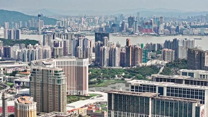 粤港澳大湾区澳门全景城市面貌航拍【4k】