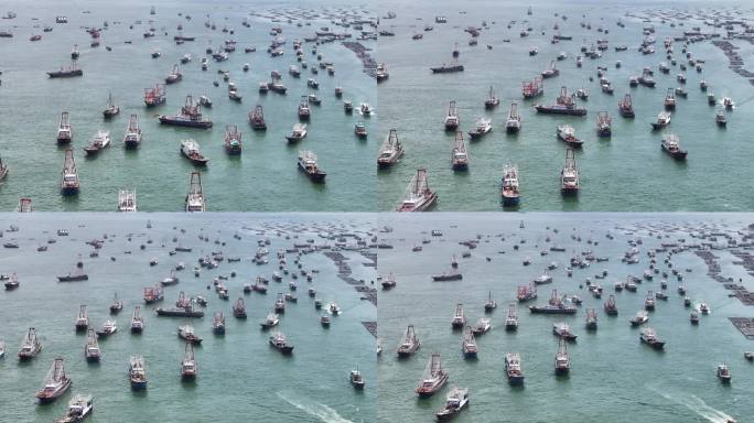 4k航拍渔船 渔民出海