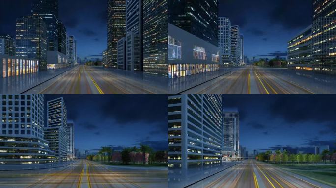 城市建筑动画 城市夜景
