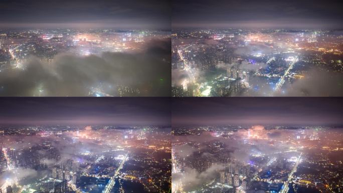 【4K超清延时】中山市城区市区夜景航拍