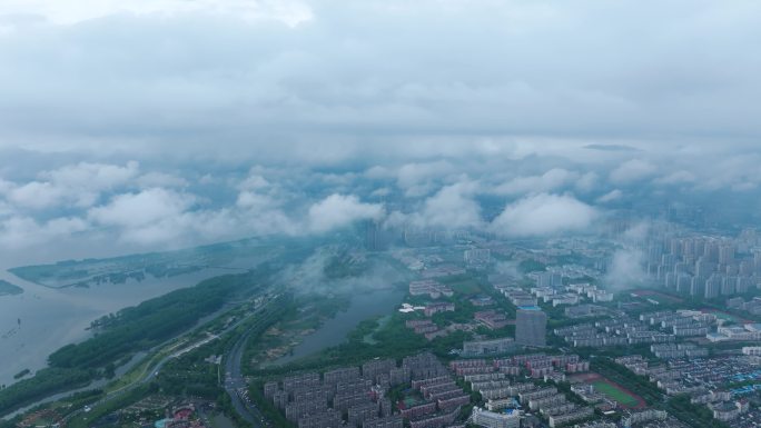 原创芜湖市雨后4K60帧航拍大景