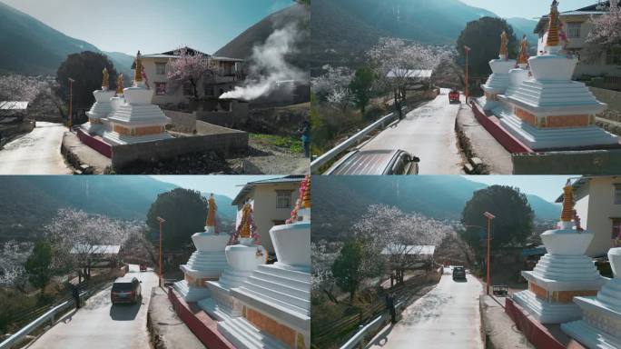 云南香格里拉尼西藏族村庄藏族白塔