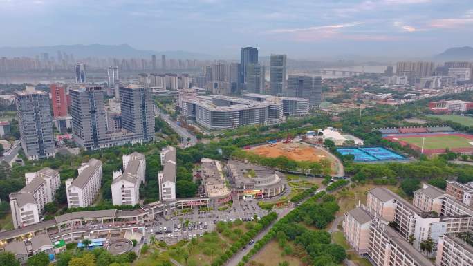 福州闽侯县大学城航拍风景福建城市风光