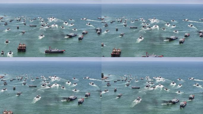 4k航拍 渔船 渔民出海