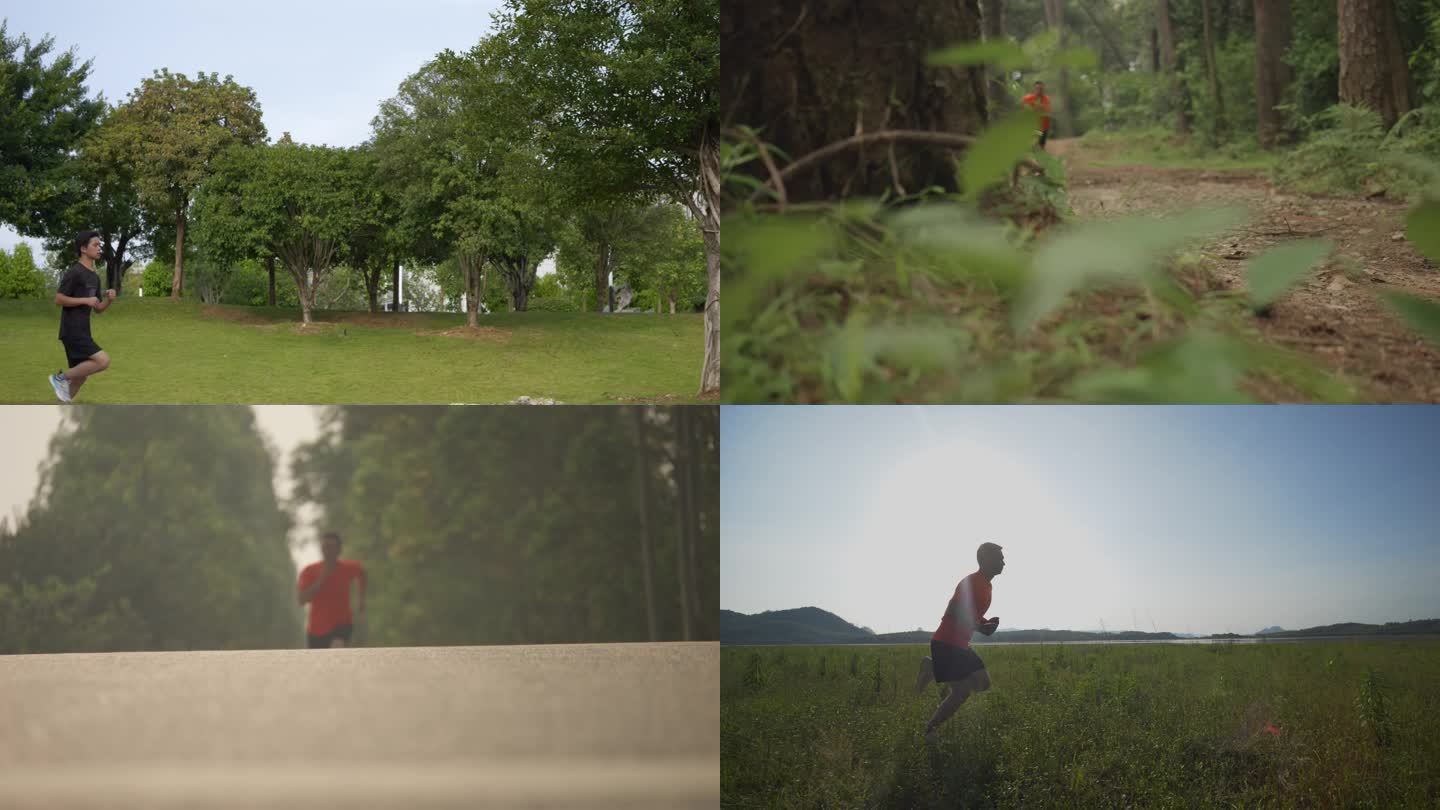 跑步奔跑运动训练锻炼森林跑步