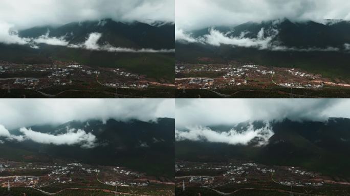 云南香格里拉尼西藏族村落云海延时视频