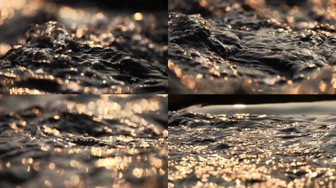 金色流体液体波纹浪花水花高端大气流水素材
