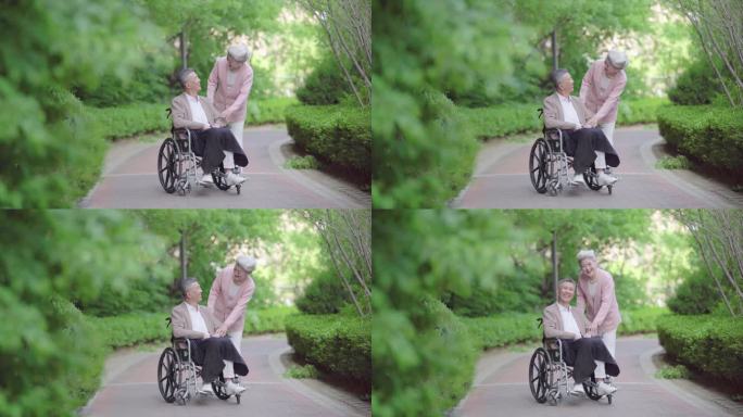 健康 老人推轮椅