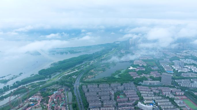 原创芜湖市雨后4K60帧航拍大景