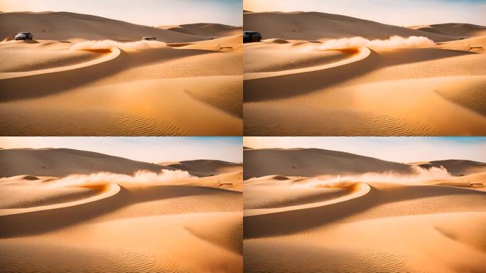 载着游客进行沙漠沙丘探险