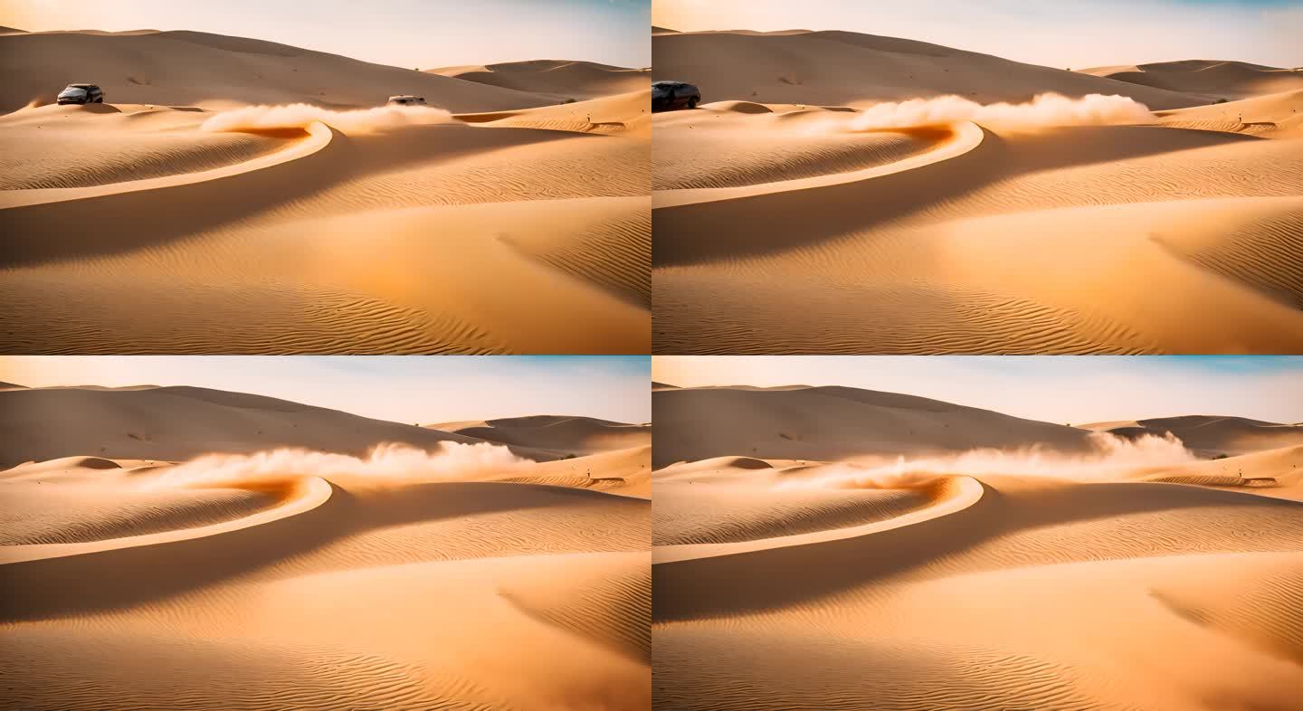 载着游客进行沙漠沙丘探险