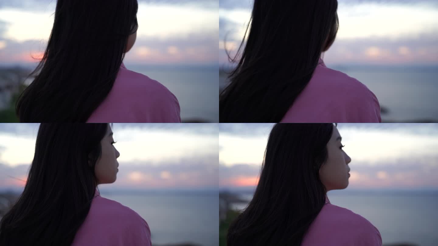 美女站在海边看海伤感孤单失落情绪短片mv
