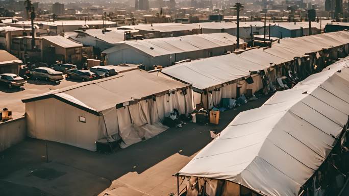 无家可归者营地贫民区洛杉矶市中心