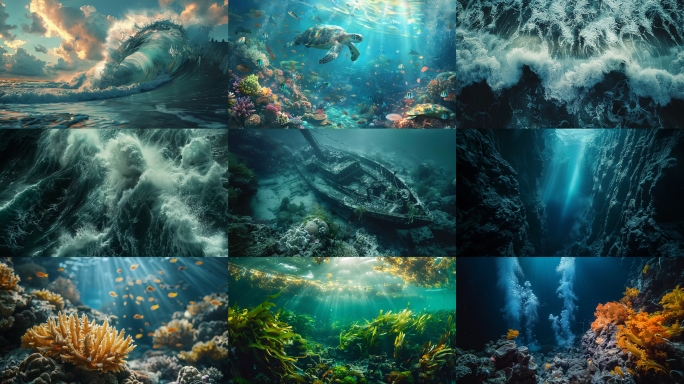 （AI合集）海浪大海海底世界