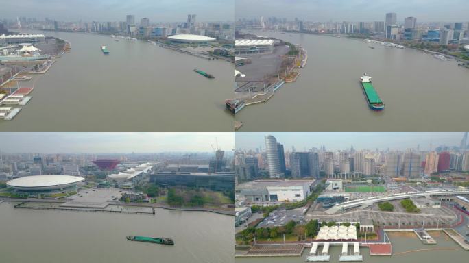 上海市黄浦江两岸城市风景视频素材航拍