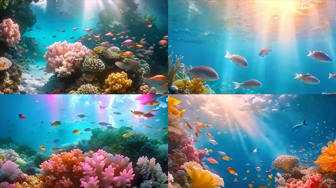 唯美海洋海底世界水下世界珊瑚丛鱼类生物a