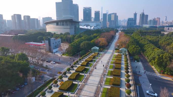 上海科技馆世纪广场航拍浦东新区城市地标建