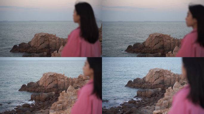 美女站在海边看海伤感孤单失落情绪短片mv