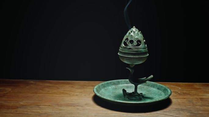 【正版素材】汉代博山炉铜熏炉香烟5511