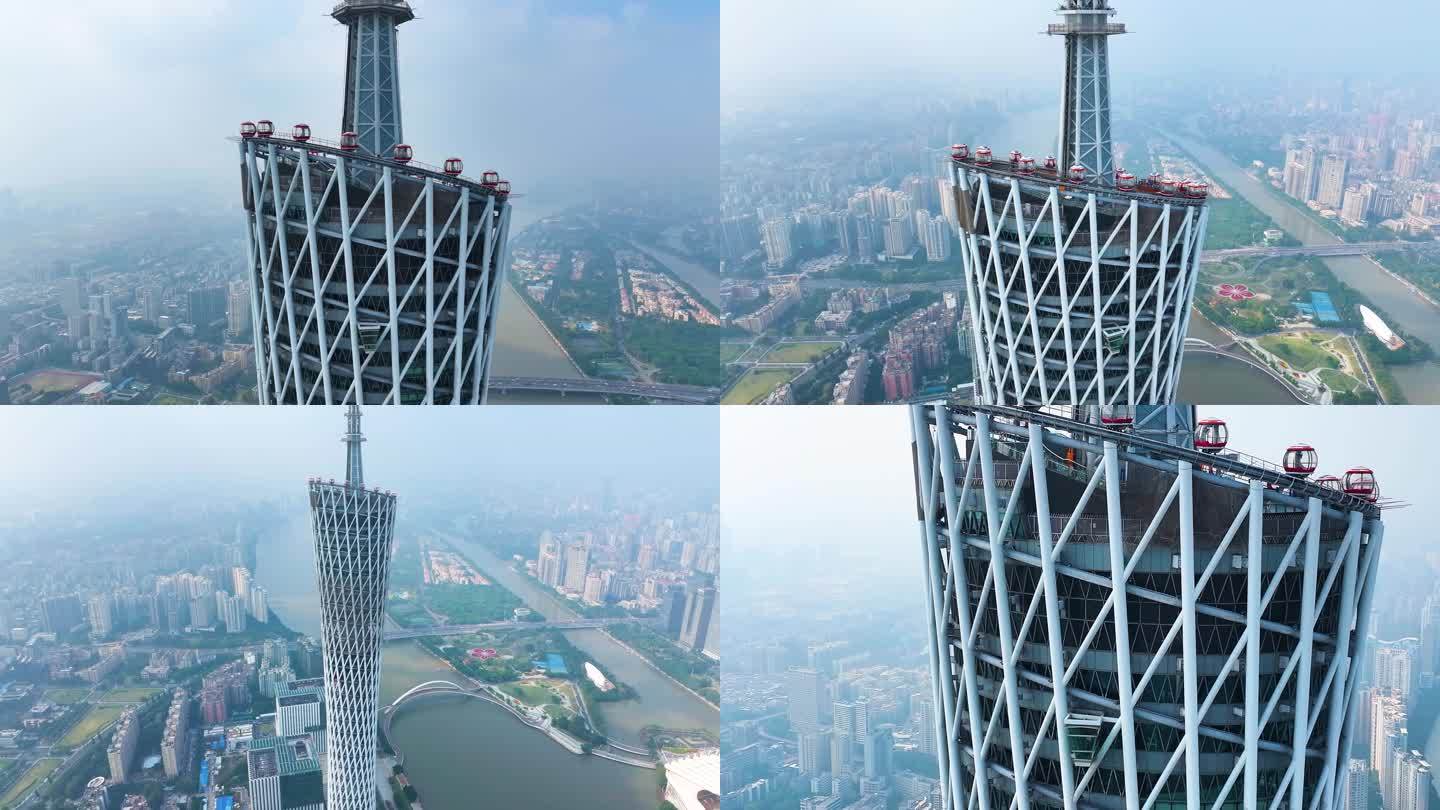 广州海珠区广州塔小蛮腰航拍广东城市地标风