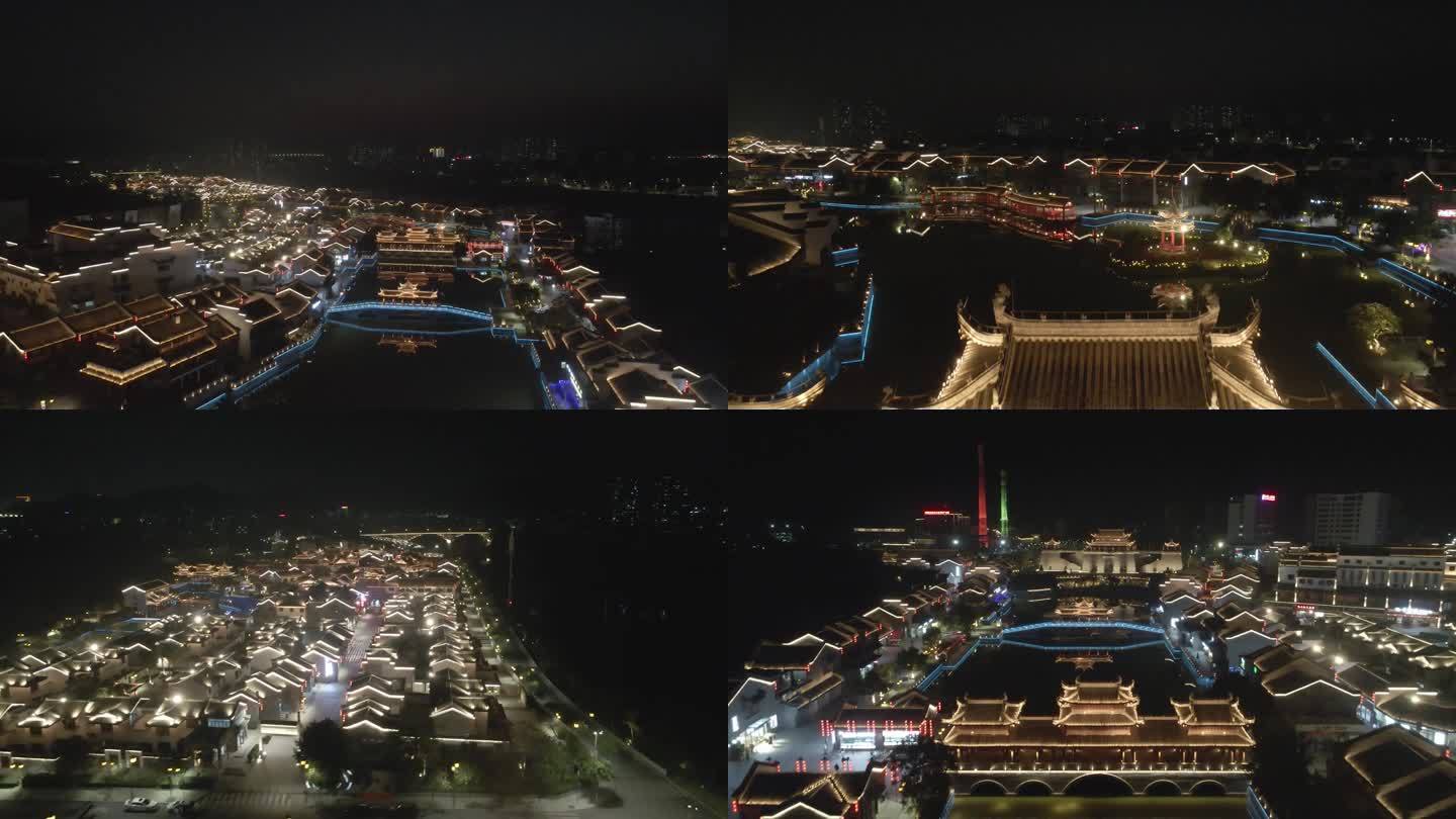 广西崇左市太平古城夜景4K航拍素材合集