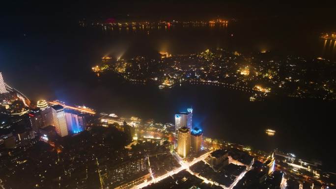 厦门城市夜景鸟瞰4K航拍