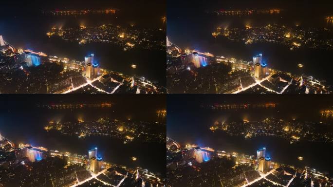 厦门城市夜景鸟瞰4K航拍