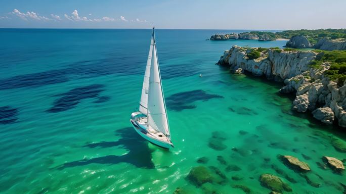 帆船海洋海水海浪大海