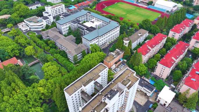 上海市华东理工大学徐汇校区航拍校园风景风