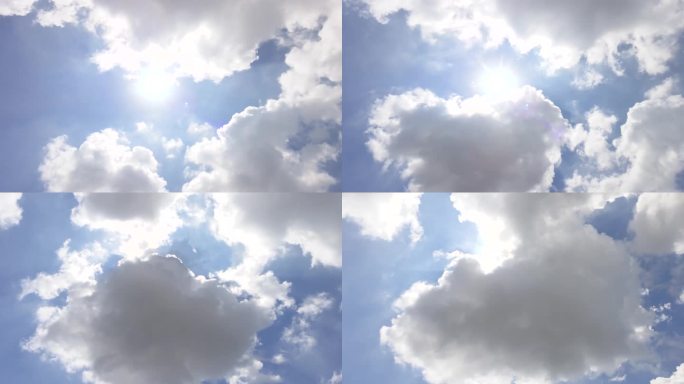 蓝天白云午时的太阳阳光天气延时摄影