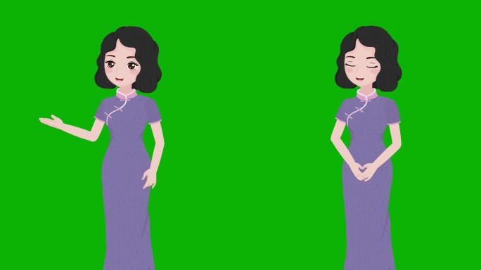 中国风旗袍女传统服装女士原创卡通人物素材