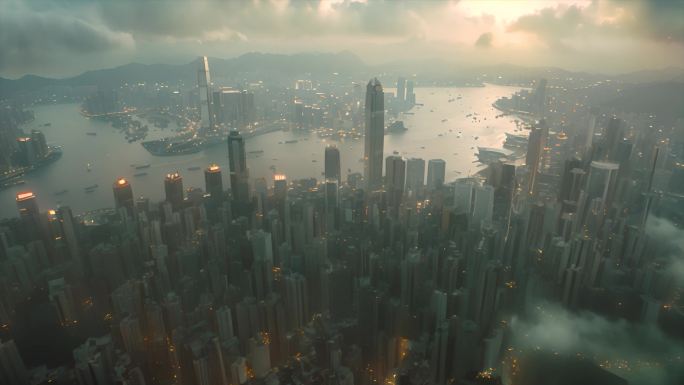 香港城市风景航拍延时夜景大湾区宣传片地标