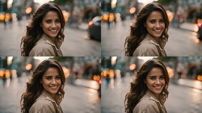 年轻的拉丁裔拉美裔女子严重微笑的笑脸