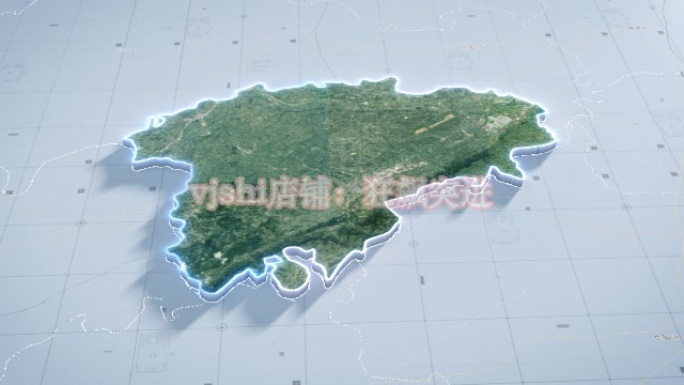 蒲江县地图云中俯冲干净简约亮色三维区位