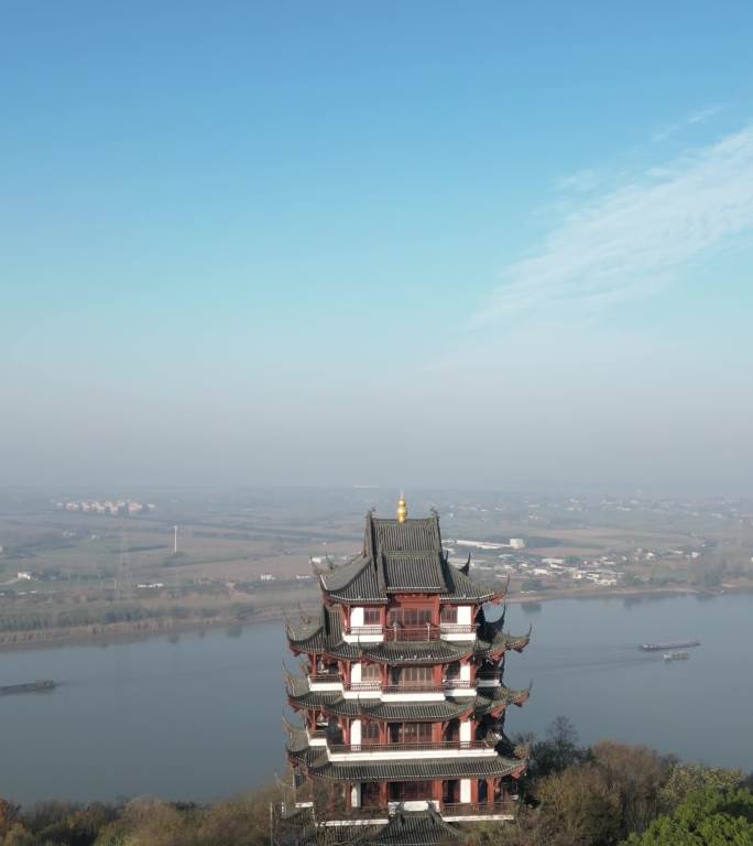 4K航拍马鞍山采石矶-三台阁