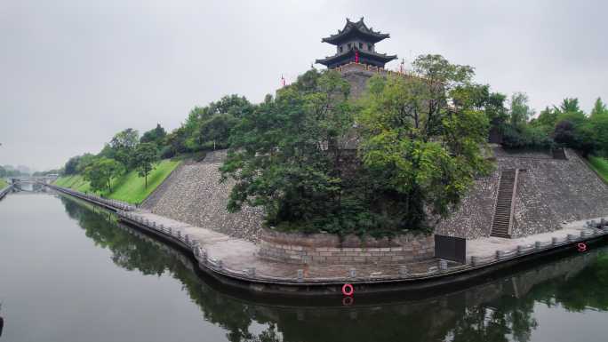 西安东南角楼古建筑夜景航拍长镜头